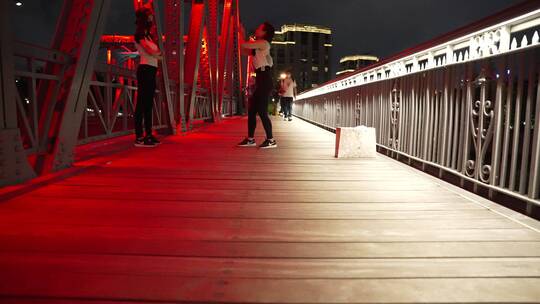 上海浦西外白渡桥夜景视频素材模板下载