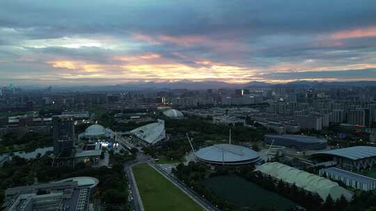 浙江大学紫金港校区夜景航拍