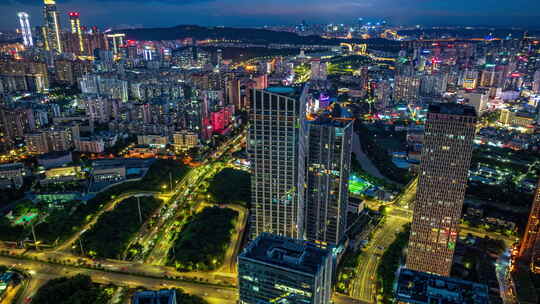 南宁青秀区城市夜景航拍延时视频