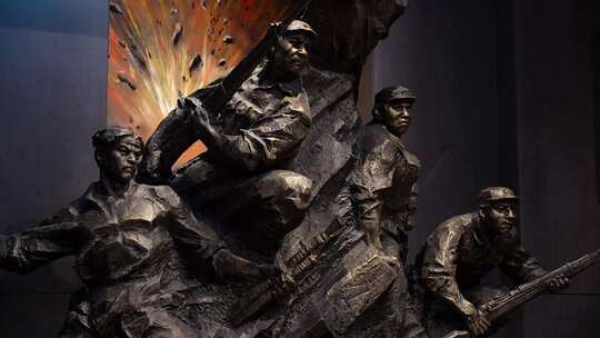 八路军红军抗日战争雕像视频素材模板下载