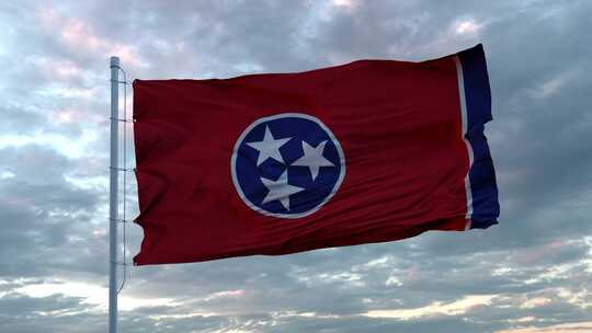 田纳西州的现实旗帜在深邃戏剧性的天空下迎风飘扬