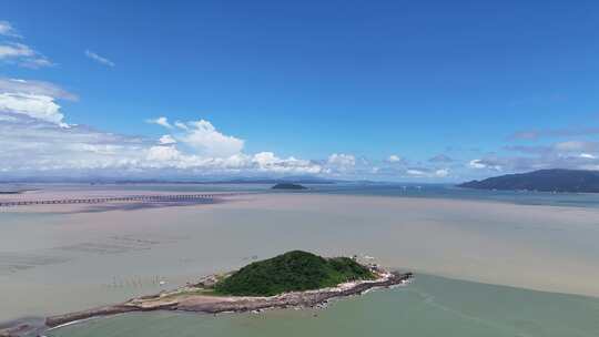 广东汕头南澳岛南澳大桥同框航拍