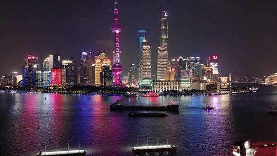 上海陆家嘴CBD夜景视频素材模板下载