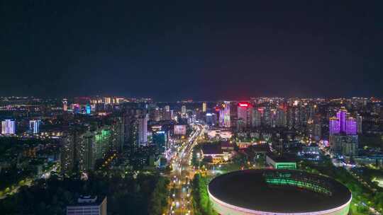 四川泸州夜景延时航拍泸州城市风光