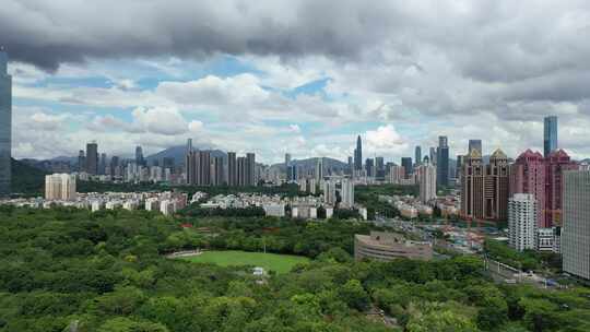 深圳城市森林树林草地大厦高楼航拍视频素材模板下载