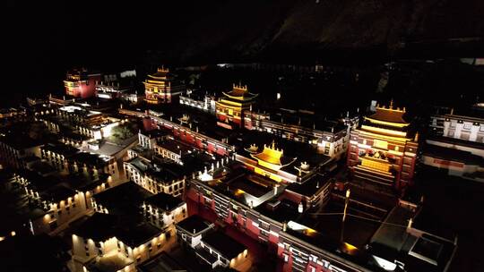 航拍日喀则扎什伦布寺夜景