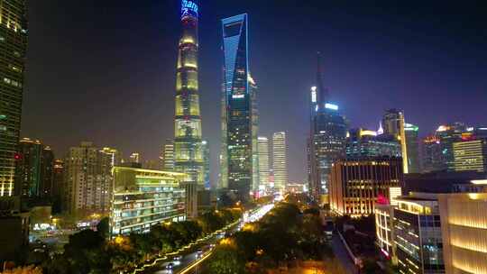 上海市浦东新区陆家嘴夜晚夜景风景视频素材