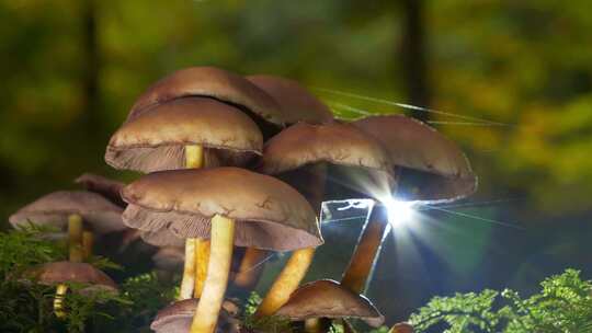 榛蘑 唯美蘑菇 森林里的野生蘑菇视频素材模板下载