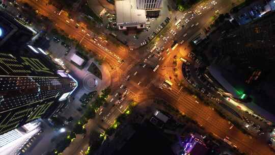 航拍城市夜晚道路交通车流灯光街景