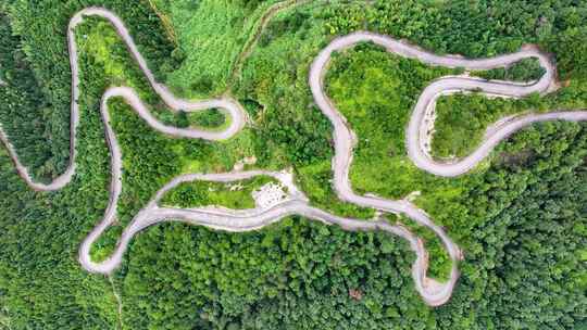 盘山公路航拍蜿蜒的道路风景行驶山路十八弯