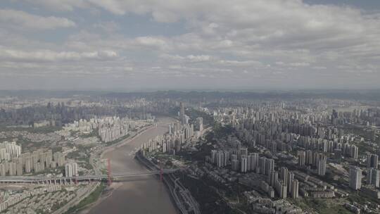 鸟瞰重庆渝中多云天气可见5桥的4k航拍素材