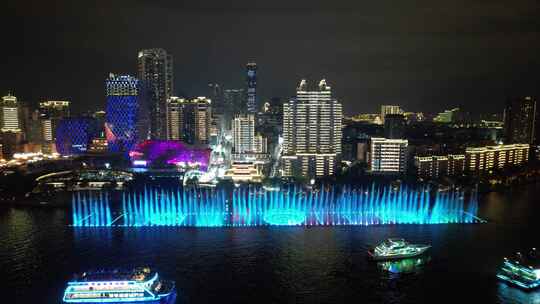 广西柳州城市夜景灯光航拍