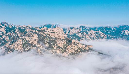 4k崂山云海日景航拍大范围移动延时