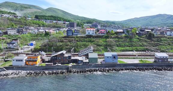 北海道 小樽 日本旅游 日本航拍 海边铁路