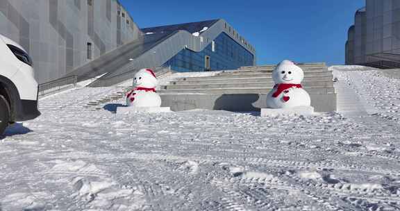 额尔古纳冬季雪人航拍