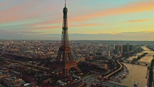 航拍巴黎埃菲尔铁塔视频素材模板下载