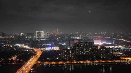 广州番禺区夜景航拍