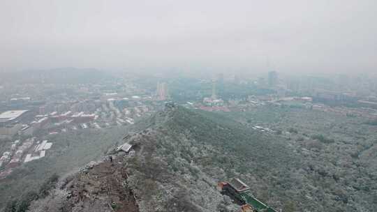 4k航拍山东济南千佛山雪景