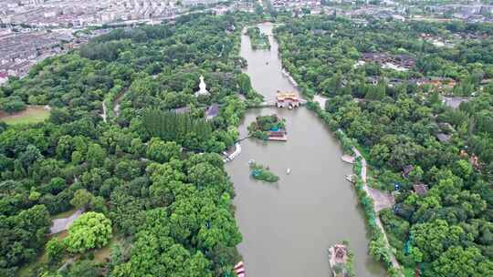 中国扬州瘦西湖景区航拍