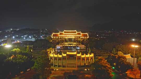 福建泉州博物馆建筑夜景夜晚航拍