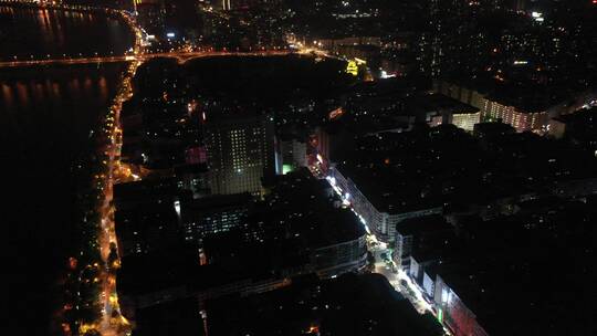 航拍衡阳市湘江夜景