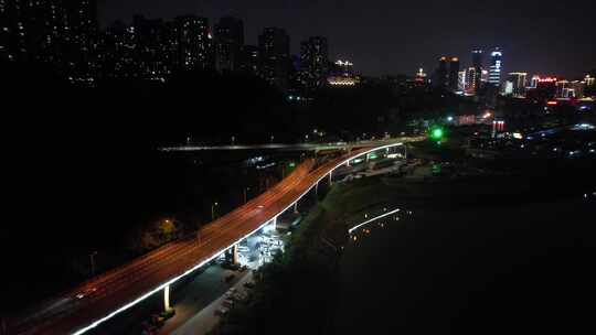 航拍重庆城市夜景交通建筑