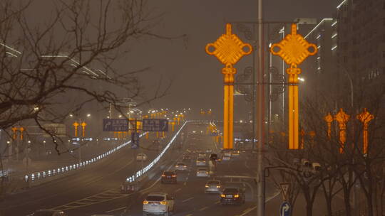 城市新年 新年夜景 过年街道氛围