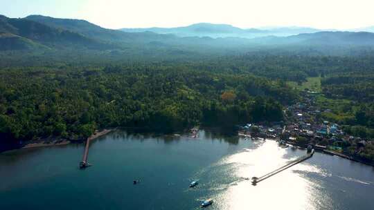 印度尼西亚美娜多海岛城市风光航拍大片