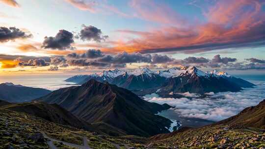 雪山云海日出壮丽风光