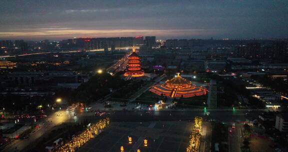 洛阳隋唐遗址博物馆应天门旅游地标晚霞夜景