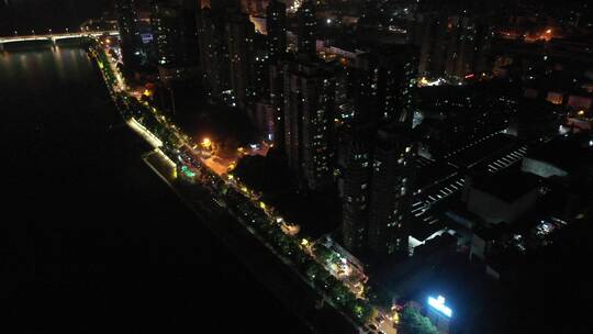 航拍衡阳市湘江夜景视频素材模板下载