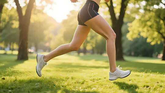 公园跑步健身特写活力女性户外运动