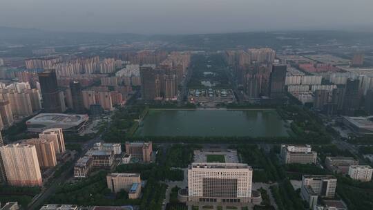 洛阳城市地标落日交通经济发展航拍