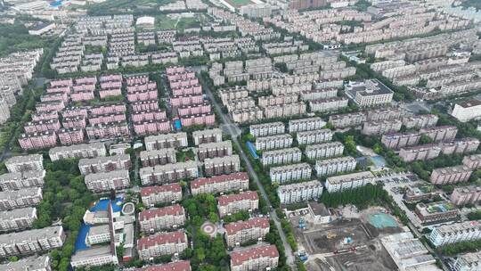 上海宝山区城市住宅小区航拍