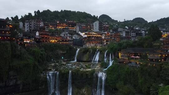 航拍湖南湘西芙蓉镇4A景区