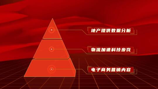 红色大气立体金字塔层级分类ae模板