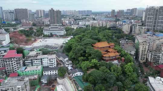 航拍衡阳回雁峰景区雁峰烟雨雁峰寺