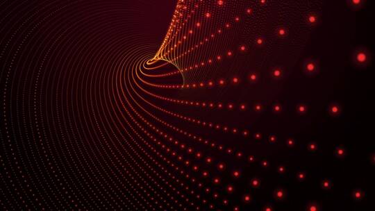红色粒子扭曲三维空间大屏背景用VJ素材