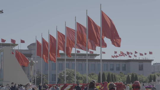 天安门素材 红旗 人民大会堂 祝福祖国