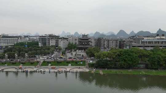 桂林解放阁地标建筑航拍