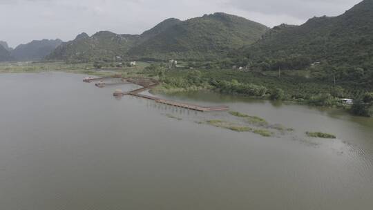 航拍广西兴宾三利湖国家湿地公园