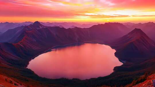 长白山天池夕阳彩霞4K