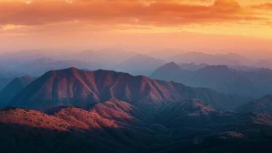 4K航拍杭州大明山景区山脉唯美日出日落