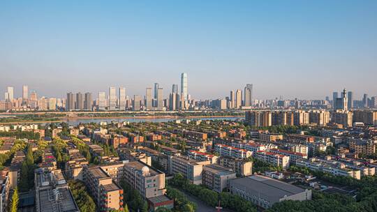 湖南长沙城市全景日转夜延时