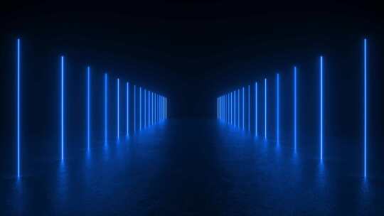 蓝色霓虹灯隧道
