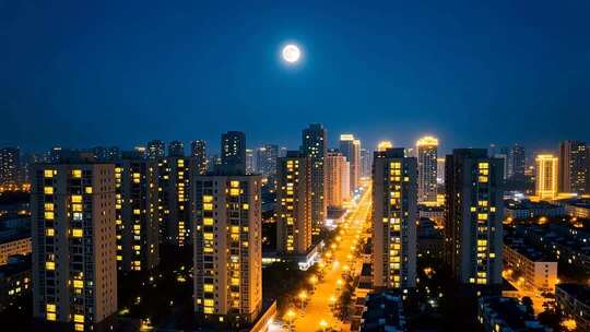 万家灯火过年小区团圆团聚居民楼春节夜晚