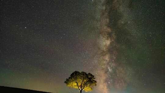 草原星空银河延时