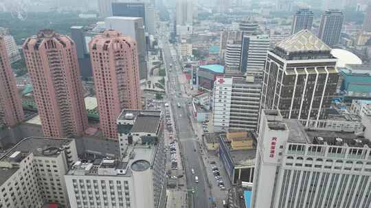 河南郑州城市风光老城区建筑航拍