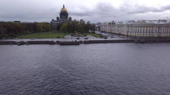 莫斯科涅瓦河江边近景