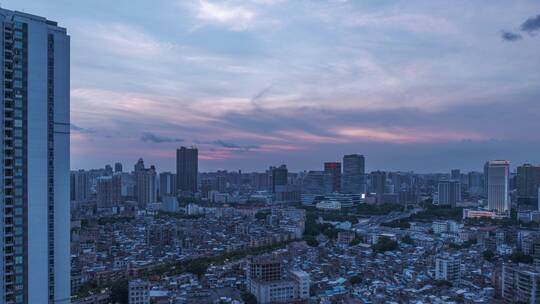 广州城市建筑华灯初上夜景灯光延时摄影